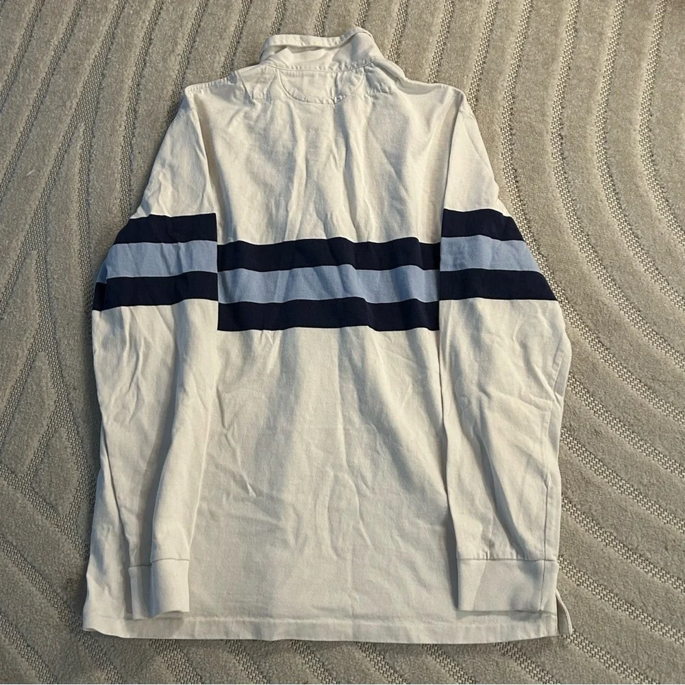Polo Ralph Lauren Crest Embroidered Striped Cotton Jersey Rugby Shirt - L